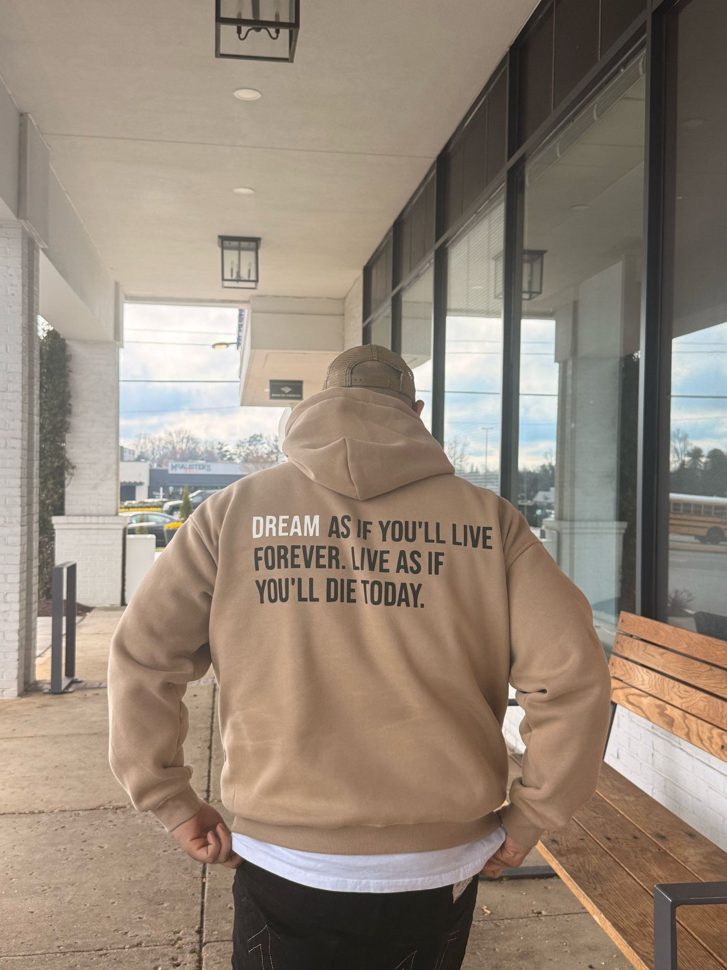 HighDream “Dream As If” Premium Sand Hoodie – 450gsm Luxury Fleece