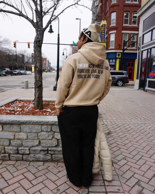 HighDream “Dream Forever” Premium Sand Hoodie – 400gsm Luxury Fleece