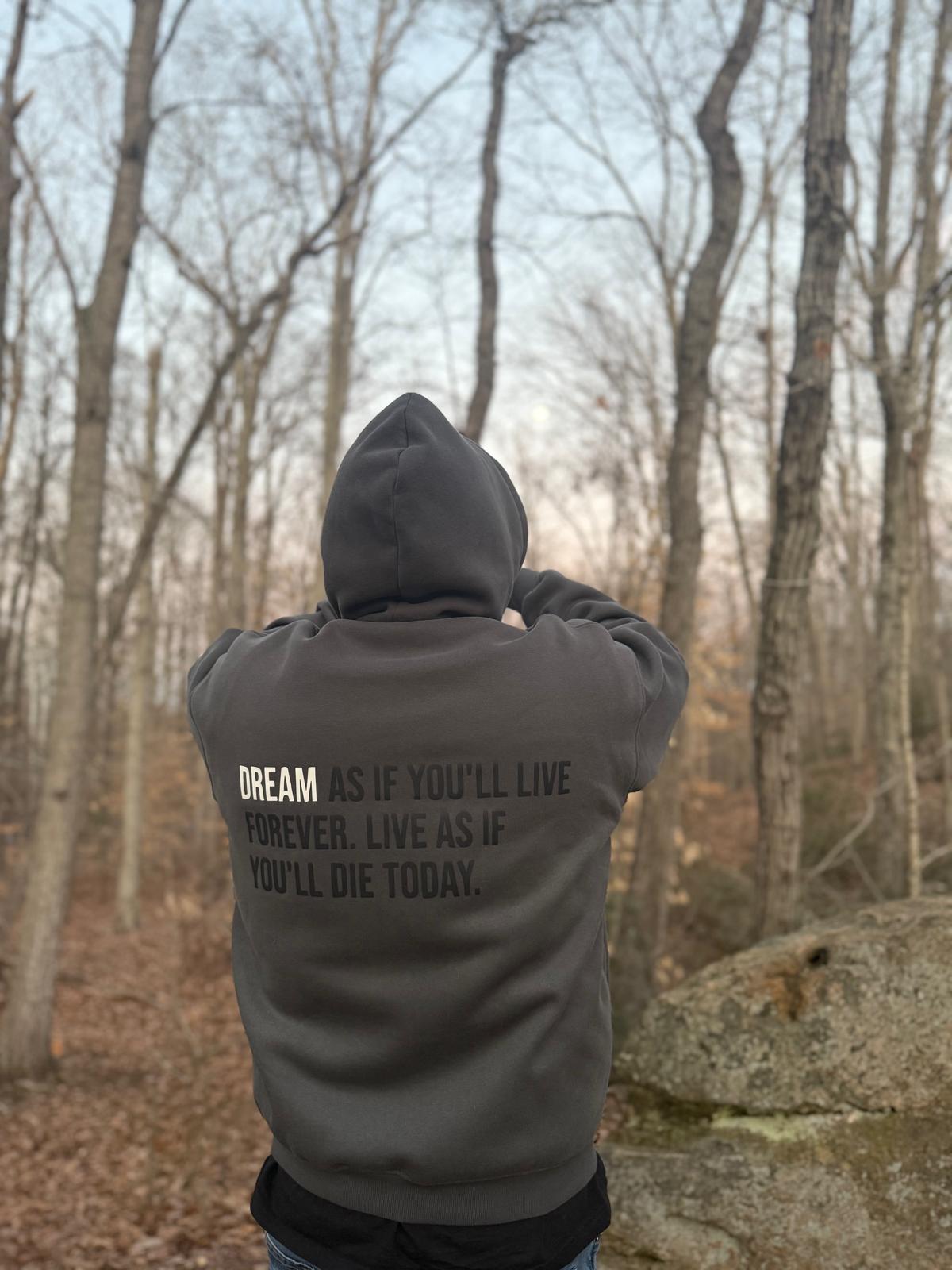 HighDream “Dream Forever” Premium Grey Hoodie – 400gsm Luxury Fleece